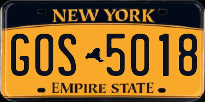 NY license plate GOS5018