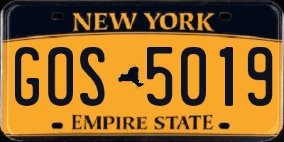NY license plate GOS5019