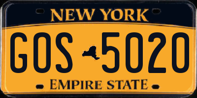 NY license plate GOS5020