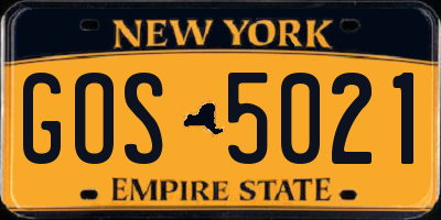 NY license plate GOS5021