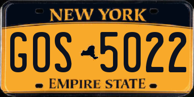 NY license plate GOS5022