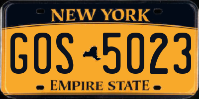 NY license plate GOS5023
