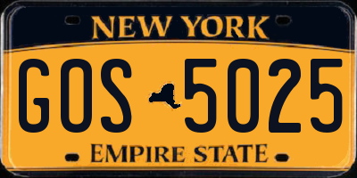 NY license plate GOS5025