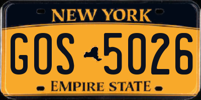 NY license plate GOS5026