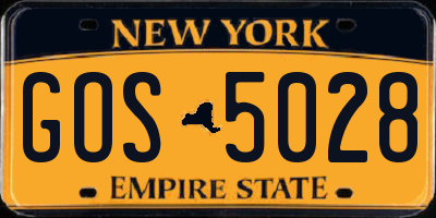 NY license plate GOS5028