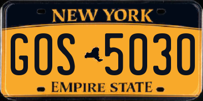 NY license plate GOS5030