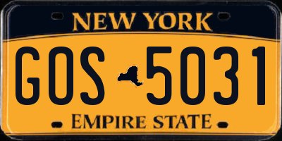 NY license plate GOS5031