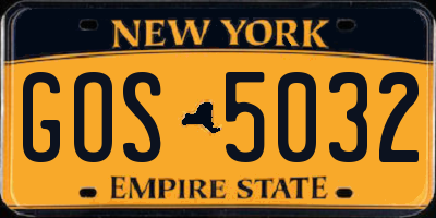 NY license plate GOS5032