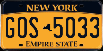 NY license plate GOS5033
