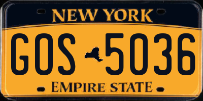 NY license plate GOS5036