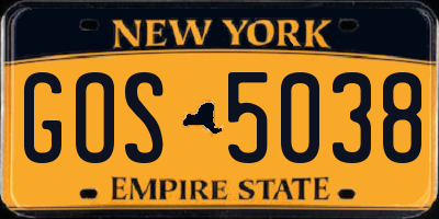 NY license plate GOS5038