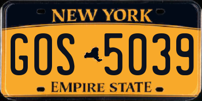 NY license plate GOS5039