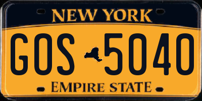 NY license plate GOS5040
