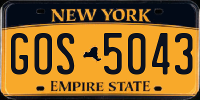NY license plate GOS5043