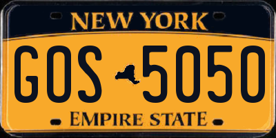 NY license plate GOS5050