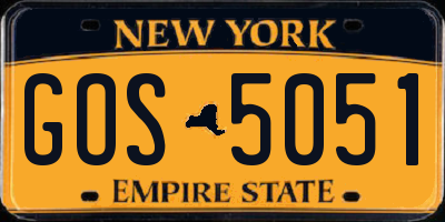 NY license plate GOS5051
