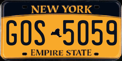 NY license plate GOS5059