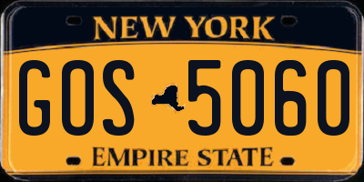 NY license plate GOS5060