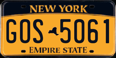 NY license plate GOS5061