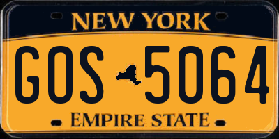 NY license plate GOS5064