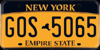 NY license plate GOS5065