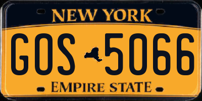 NY license plate GOS5066
