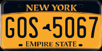 NY license plate GOS5067