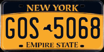 NY license plate GOS5068