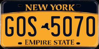 NY license plate GOS5070