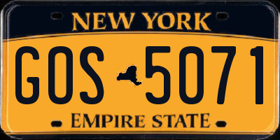 NY license plate GOS5071