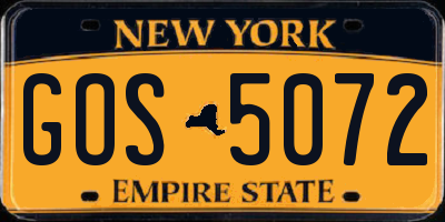 NY license plate GOS5072