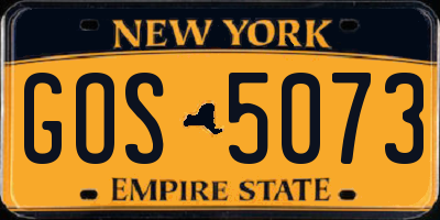 NY license plate GOS5073