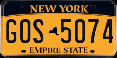 NY license plate GOS5074