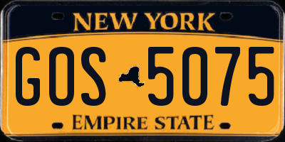 NY license plate GOS5075