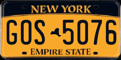NY license plate GOS5076