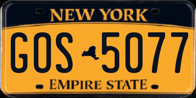 NY license plate GOS5077