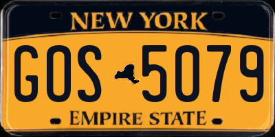 NY license plate GOS5079
