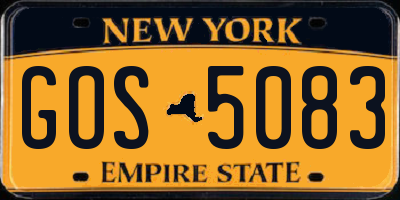 NY license plate GOS5083