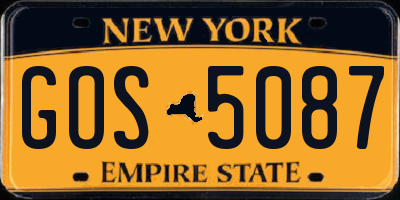 NY license plate GOS5087