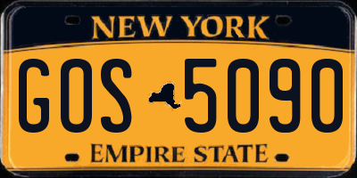 NY license plate GOS5090