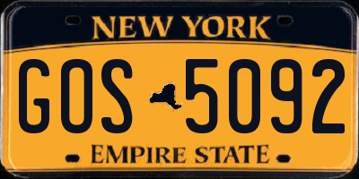 NY license plate GOS5092