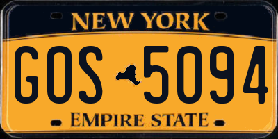 NY license plate GOS5094