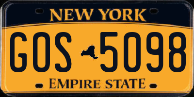 NY license plate GOS5098