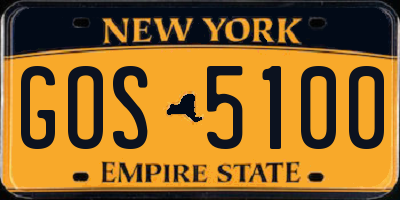 NY license plate GOS5100