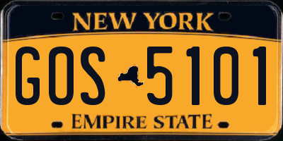 NY license plate GOS5101