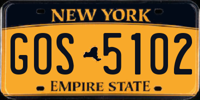 NY license plate GOS5102