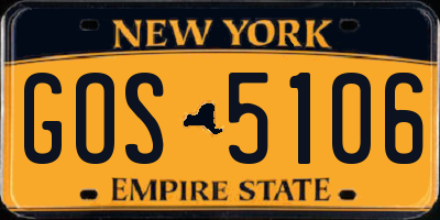 NY license plate GOS5106