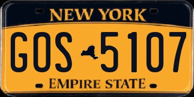 NY license plate GOS5107