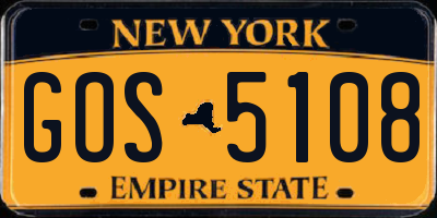 NY license plate GOS5108