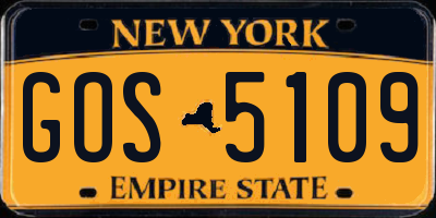 NY license plate GOS5109